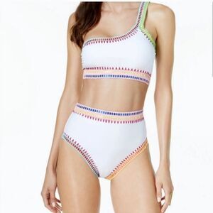 Bar III Be Weave One Shoulder Bohemian Bikini Swimsuit Set